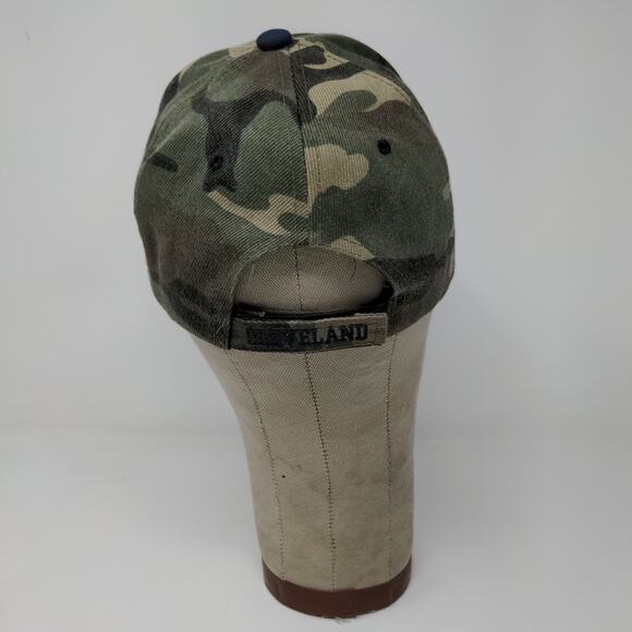 Cleveland Camo Strapback Hat Embroidered Wave Green Brown Blue Spell Out - Picture 6 of 10